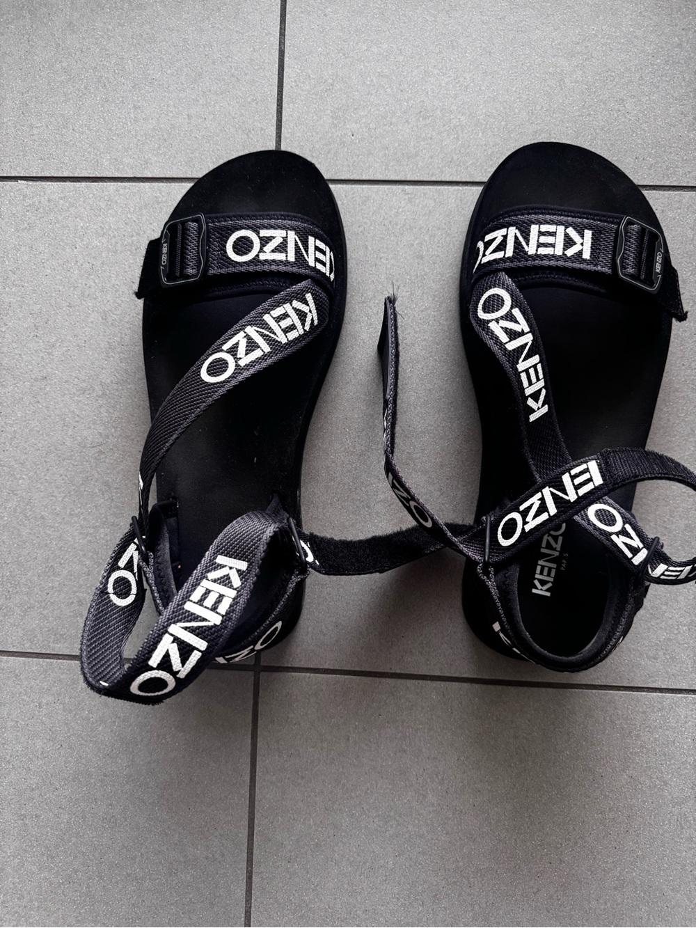 Kenzo Black Logo Strap Sandals